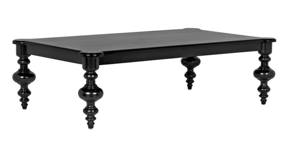 Noir Graff Coffee Table - Elegant Hand-Carved Mahogany Centerpiece for Timeless Living Room Style Hand Rubbed Black GTAB138HB
