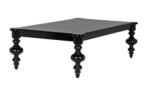 Noir Graff Coffee Table - Elegant Hand-Carved Mahogany Centerpiece for Timeless Living Room Style Hand Rubbed Black GTAB138HB