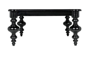 Noir Graff Coffee Table - Elegant Hand-Carved Mahogany Centerpiece for Timeless Living Room Style Hand Rubbed Black GTAB138HB