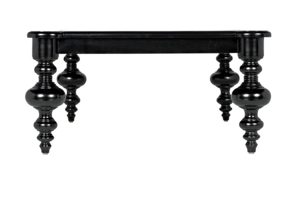 Noir Graff Coffee Table - Elegant Hand-Carved Mahogany Centerpiece for Timeless Living Room Style Hand Rubbed Black GTAB138HB