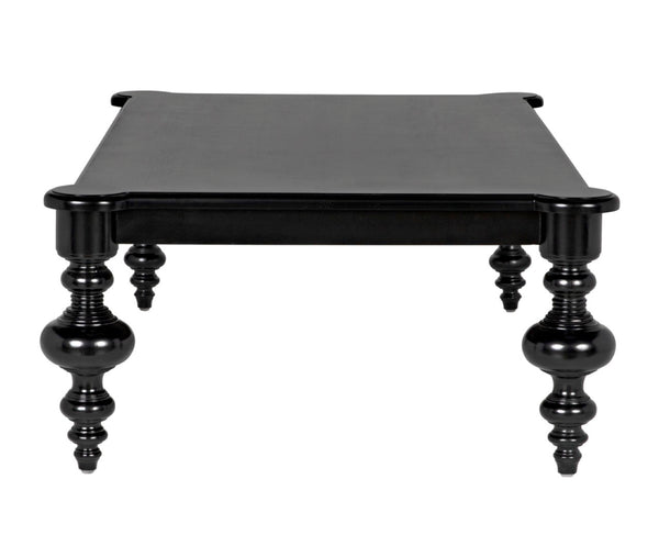 Noir Graff Coffee Table - Elegant Hand-Carved Mahogany Centerpiece for Timeless Living Room Style Hand Rubbed Black GTAB138HB