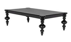 Noir Graff Coffee Table - Elegant Hand-Carved Mahogany Centerpiece for Timeless Living Room Style Hand Rubbed Black GTAB138HB