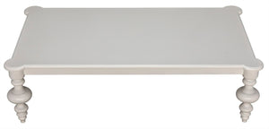 Noir Graff Coffee Table - Elegant Hand-Carved Mahogany Centerpiece for Timeless Living Room Style Solid White GTAB138SW