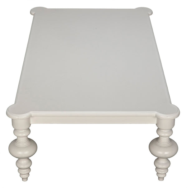 Noir Graff Coffee Table - Elegant Hand-Carved Mahogany Centerpiece for Timeless Living Room Style Solid White GTAB138SW