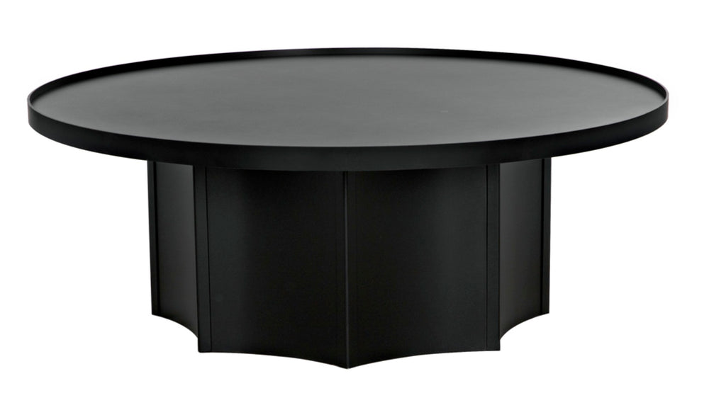 Noir Rome Coffee Table - Modern Matte Black Iron Centerpiece with Fluted Base for Stylish Living Spaces GTAB166MTB