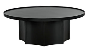 Noir Rome Coffee Table - Modern Matte Black Iron Centerpiece with Fluted Base for Stylish Living Spaces GTAB166MTB