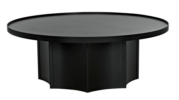 Noir Rome Coffee Table - Modern Matte Black Iron Centerpiece with Fluted Base for Stylish Living Spaces GTAB166MTB