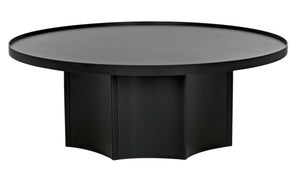 Noir Rome Coffee Table - Modern Matte Black Iron Centerpiece with Fluted Base for Stylish Living Spaces GTAB166MTB