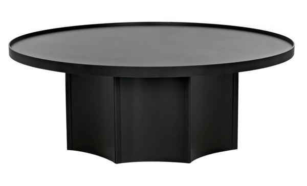 Noir Rome Coffee Table - Modern Matte Black Iron Centerpiece with Fluted Base for Stylish Living Spaces GTAB166MTB