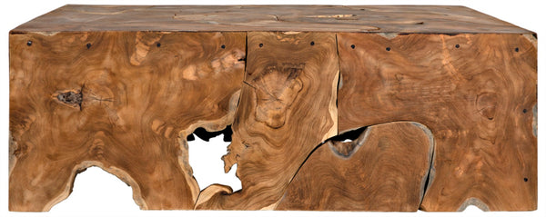 Noir Vert Coffee Table - Handcrafted Solid Teak Centerpiece with Unique Swirls for Modern Living Spaces GTAB174