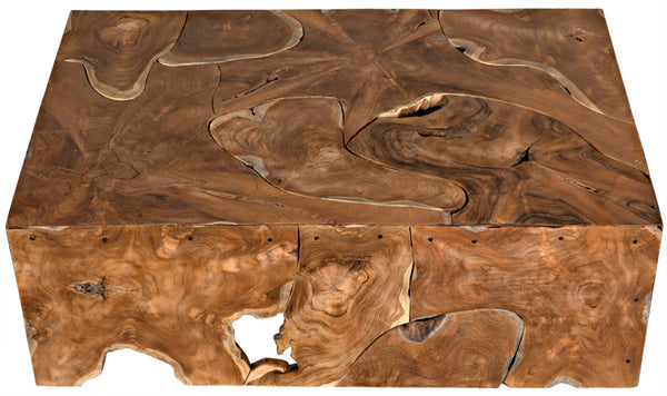 Noir Vert Coffee Table - Handcrafted Solid Teak Centerpiece with Unique Swirls for Modern Living Spaces GTAB174