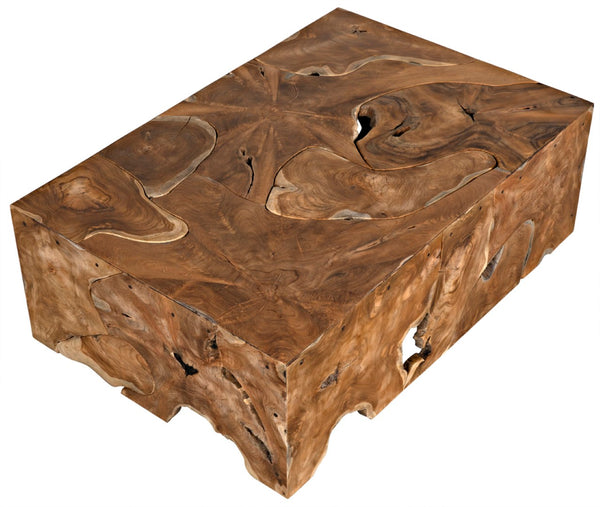Noir Vert Coffee Table - Handcrafted Solid Teak Centerpiece with Unique Swirls for Modern Living Spaces GTAB174