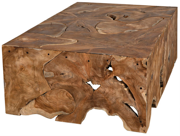 Noir Vert Coffee Table - Handcrafted Solid Teak Centerpiece with Unique Swirls for Modern Living Spaces GTAB174