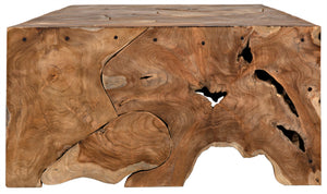 Noir Vert Coffee Table - Handcrafted Solid Teak Centerpiece with Unique Swirls for Modern Living Spaces GTAB174