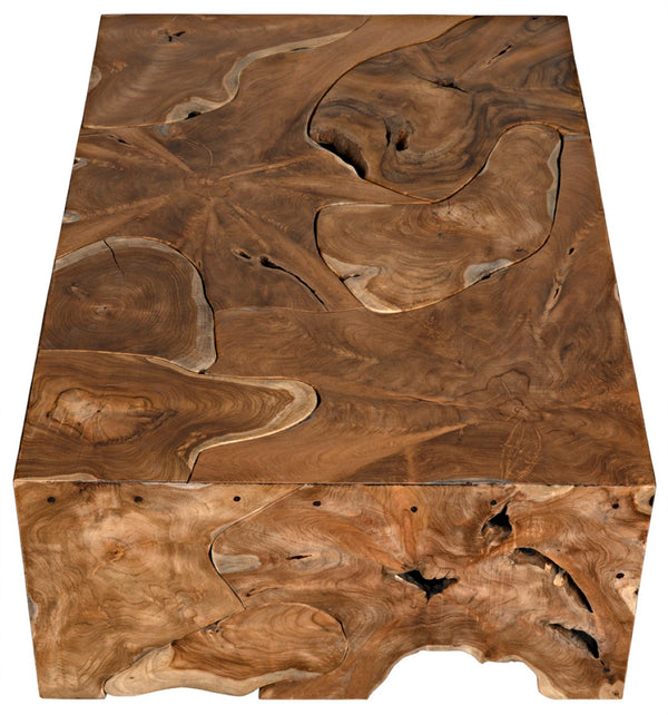 Noir Vert Coffee Table - Handcrafted Solid Teak Centerpiece with Unique Swirls for Modern Living Spaces GTAB174