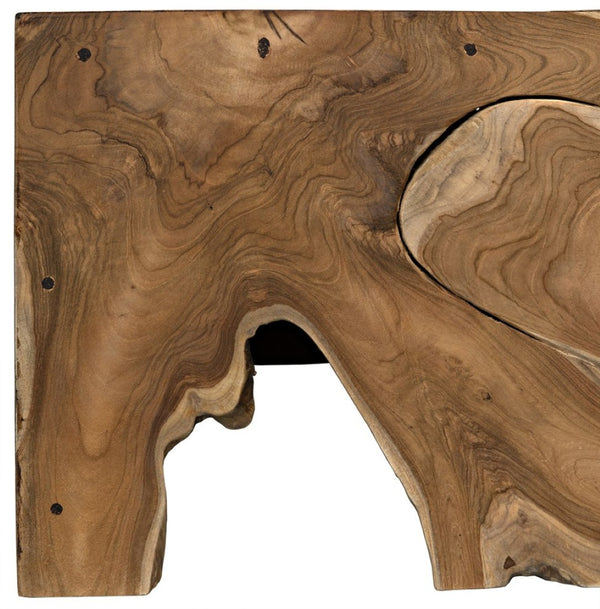 Noir Vert Coffee Table - Handcrafted Solid Teak Centerpiece with Unique Swirls for Modern Living Spaces GTAB174