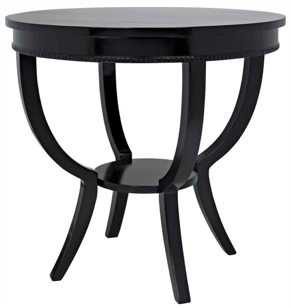 Noir Scheffield Round End Table - Timeless Elegance with Hand-Carved Design for Modern and Classic Spaces Matte Black GTAB223