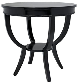 Noir Scheffield Round End Table - Timeless Elegance with Hand-Carved Design for Modern and Classic Spaces Matte Black GTAB223
