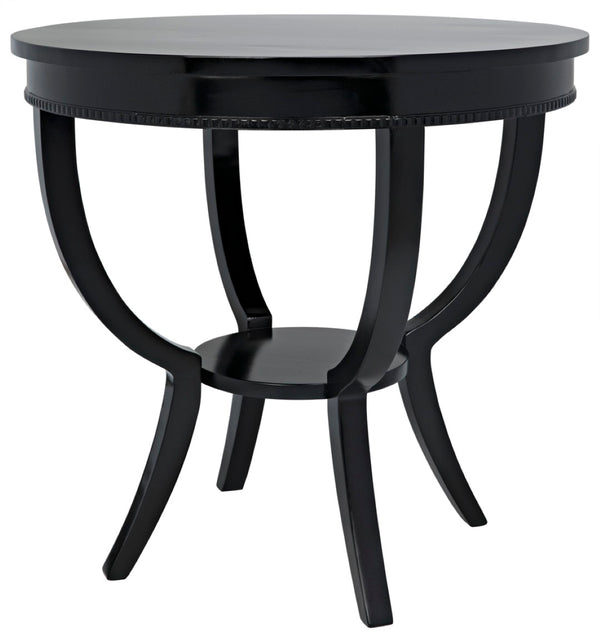 Noir Scheffield Round End Table - Timeless Elegance with Hand-Carved Design for Modern and Classic Spaces Matte Black GTAB223