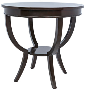 Noir Scheffield Round End Table - Timeless Elegance with Hand-Carved Design for Modern and Classic Spaces Distressed Brown GTAB223D
