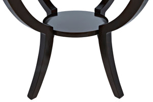 Noir Scheffield Round End Table - Timeless Elegance with Hand-Carved Design for Modern and Classic Spaces Distressed Brown GTAB223D