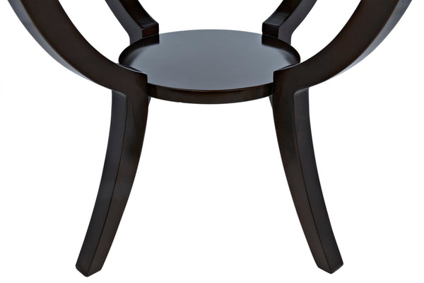 Noir Scheffield Round End Table - Timeless Elegance with Hand-Carved Design for Modern and Classic Spaces Distressed Brown GTAB223D