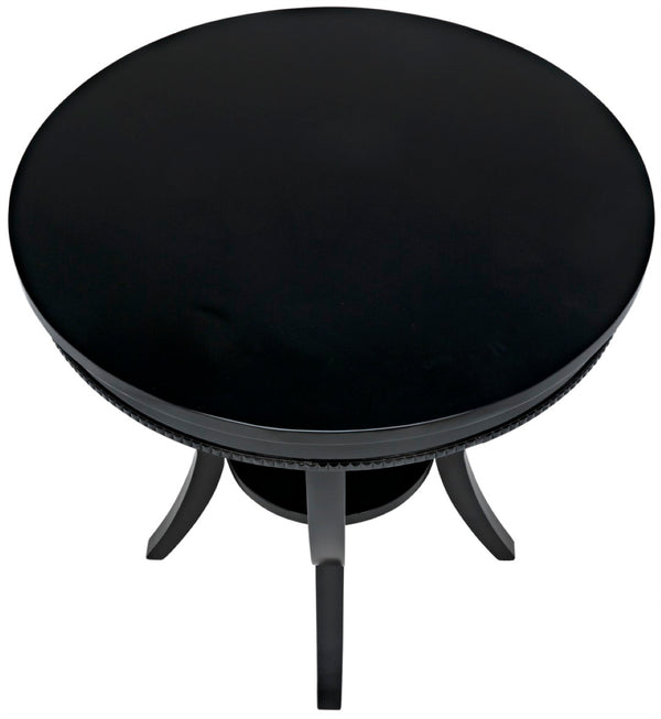 Noir Scheffield Round End Table - Timeless Elegance with Hand-Carved Design for Modern and Classic Spaces Matte Black GTAB223