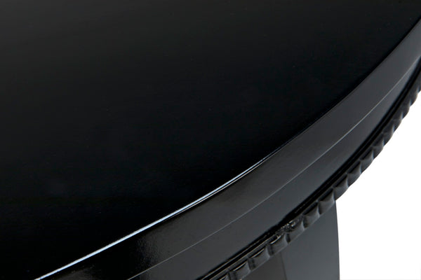 Noir Scheffield Round End Table - Timeless Elegance with Hand-Carved Design for Modern and Classic Spaces Matte Black GTAB223