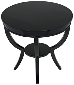 Noir Scheffield Round End Table - Timeless Elegance with Hand-Carved Design for Modern and Classic Spaces Matte Black GTAB223