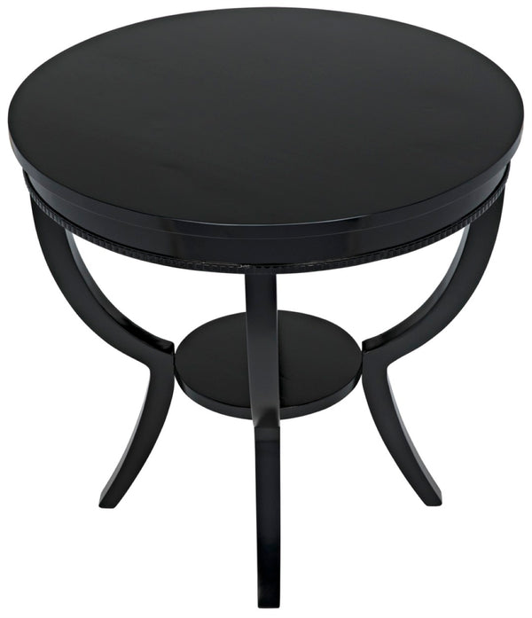 Noir Scheffield Round End Table - Timeless Elegance with Hand-Carved Design for Modern and Classic Spaces Matte Black GTAB223