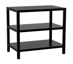 Noir 2 Shelf Side Table – Elegant Solid Mahogany Design with Open Shelves for Stylish Storage Solutions Hand Rubbed Black GTAB235HB