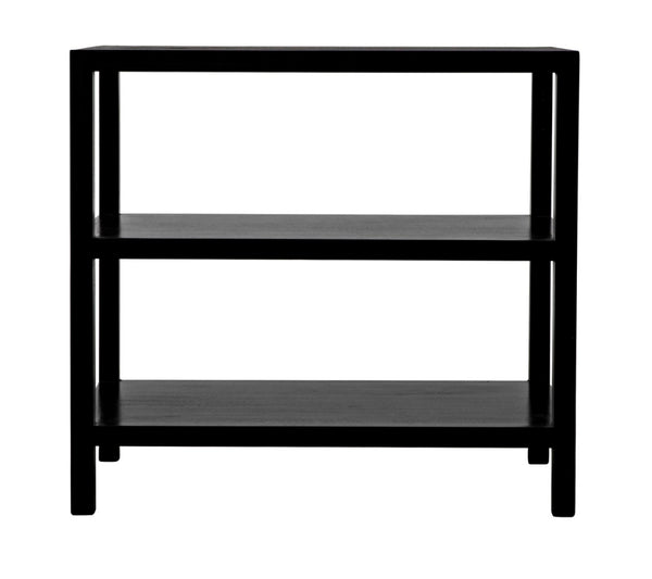 Noir 2 Shelf Side Table – Elegant Solid Mahogany Design with Open Shelves for Stylish Storage Solutions Hand Rubbed Black GTAB235HB