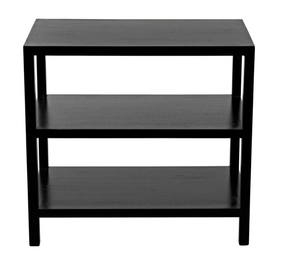 Noir 2 Shelf Side Table – Elegant Solid Mahogany Design with Open Shelves for Stylish Storage Solutions Hand Rubbed Black GTAB235HB