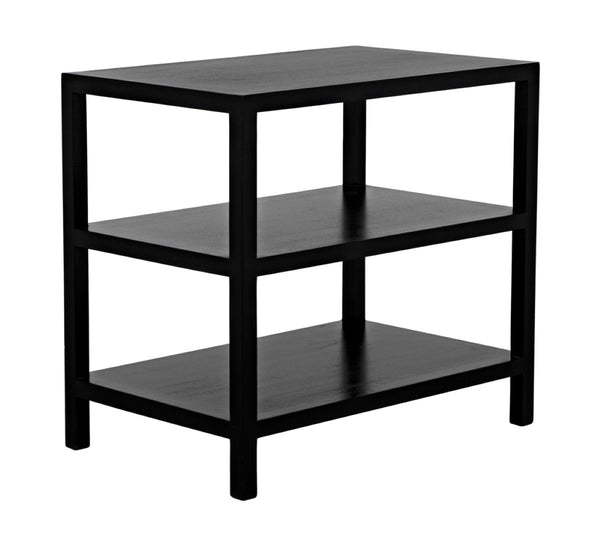 Noir 2 Shelf Side Table – Elegant Solid Mahogany Design with Open Shelves for Stylish Storage Solutions Hand Rubbed Black GTAB235HB