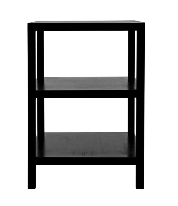 Noir 2 Shelf Side Table – Elegant Solid Mahogany Design with Open Shelves for Stylish Storage Solutions Hand Rubbed Black GTAB235HB