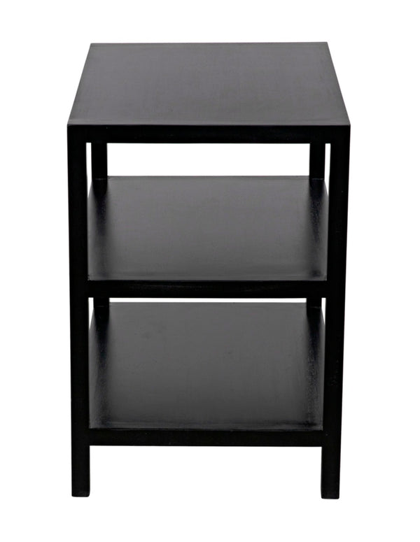 Noir 2 Shelf Side Table – Elegant Solid Mahogany Design with Open Shelves for Stylish Storage Solutions Hand Rubbed Black GTAB235HB