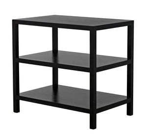 Noir 2 Shelf Side Table – Elegant Solid Mahogany Design with Open Shelves for Stylish Storage Solutions Hand Rubbed Black GTAB235HB