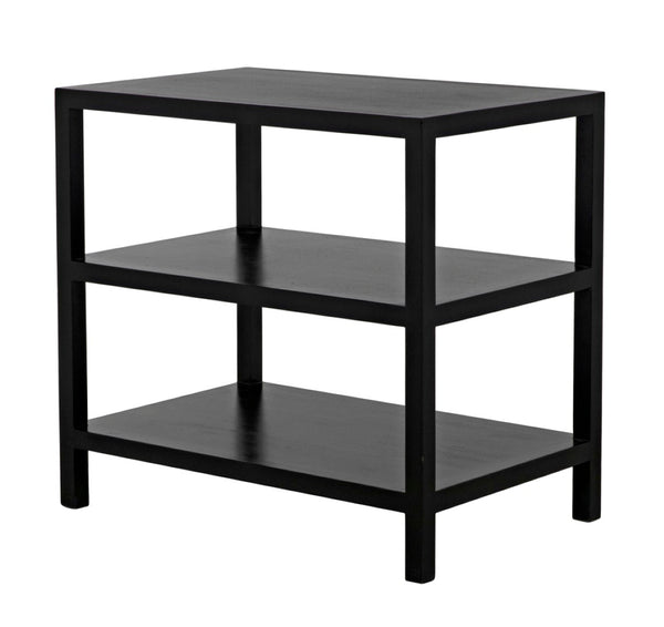Noir 2 Shelf Side Table – Elegant Solid Mahogany Design with Open Shelves for Stylish Storage Solutions Hand Rubbed Black GTAB235HB