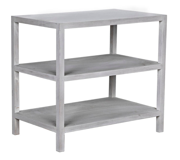 Noir 2 Shelf Side Table – Elegant Solid Mahogany Design with Open Shelves for Stylish Storage Solutions White Wash GTAB235WH