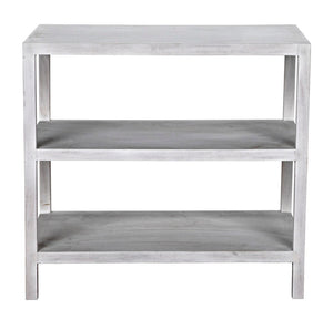 Noir 2 Shelf Side Table – Elegant Solid Mahogany Design with Open Shelves for Stylish Storage Solutions White Wash GTAB235WH