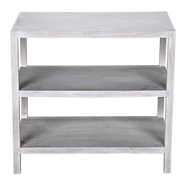 Noir 2 Shelf Side Table – Elegant Solid Mahogany Design with Open Shelves for Stylish Storage Solutions White Wash GTAB235WH