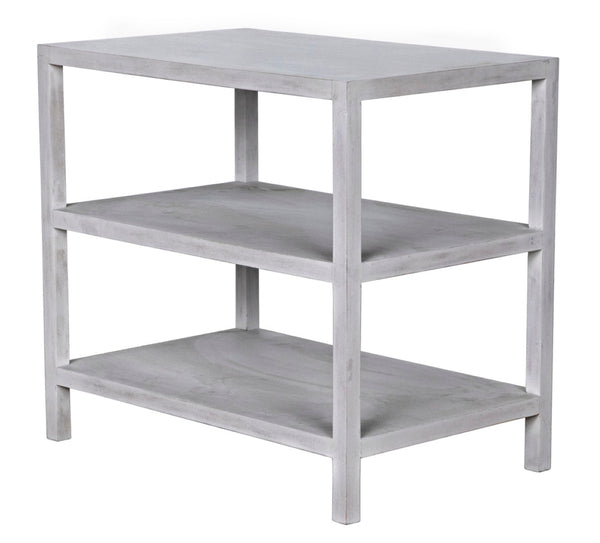 Noir 2 Shelf Side Table – Elegant Solid Mahogany Design with Open Shelves for Stylish Storage Solutions White Wash GTAB235WH