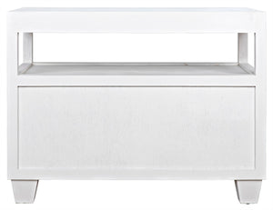 Noir 2-Drawer Side Table with Sliding Tray - Hand-Carved Mahogany, White Wash, Elegant Storage Solution GTAB243WH