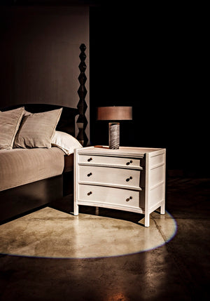 Noir Hampton Side Table - Timeless Elegance with Smart Storage and Handcrafted Mahogany Design Accents White Wash GTAB245WH