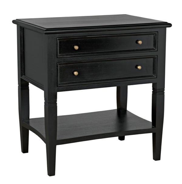 Noir Oxford 2-Drawer Side Table - Artisan-Made Mahogany Accent for Timeless Elegance in Any Room Hand Rubbed Black GTAB246HB