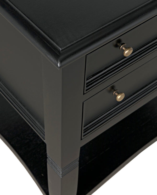 Noir Oxford 2-Drawer Side Table - Artisan-Made Mahogany Accent for Timeless Elegance in Any Room Hand Rubbed Black GTAB246HB