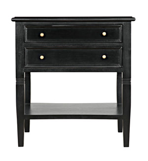 Noir Oxford 2-Drawer Side Table - Artisan-Made Mahogany Accent for Timeless Elegance in Any Room Hand Rubbed Black GTAB246HB