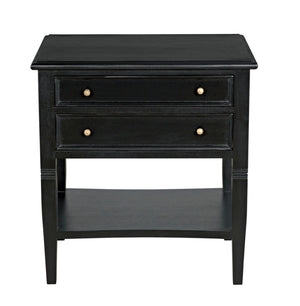Noir Oxford 2-Drawer Side Table - Artisan-Made Mahogany Accent for Timeless Elegance in Any Room Hand Rubbed Black GTAB246HB