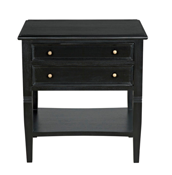 Noir Oxford 2-Drawer Side Table - Artisan-Made Mahogany Accent for Timeless Elegance in Any Room Hand Rubbed Black GTAB246HB