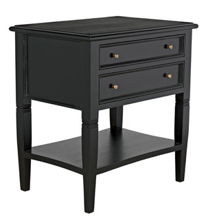 Noir Oxford 2-Drawer Side Table - Artisan-Made Mahogany Accent for Timeless Elegance in Any Room Hand Rubbed Black GTAB246HB
